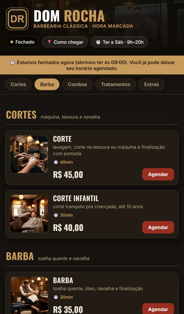 Site de Barbearia — Barbearia Dom Rocha