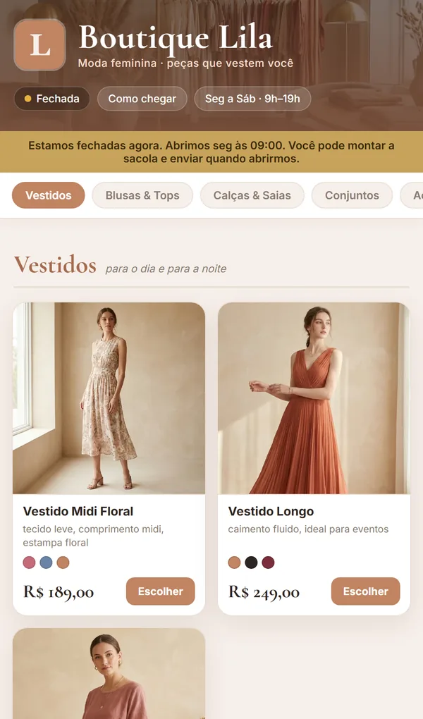 Site de Loja de roupa — Boutique Lila