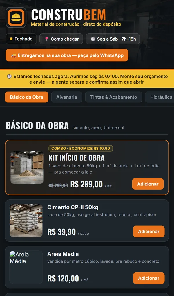 Site de Materiais de construção — ConstruBem Materiais
