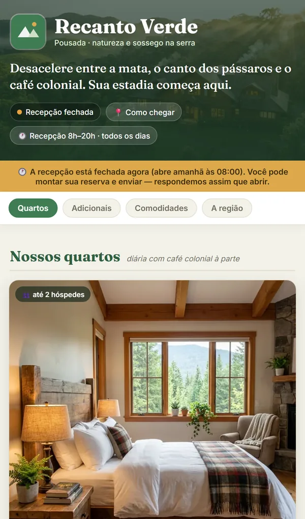Site de Pousada — Pousada Recanto Verde