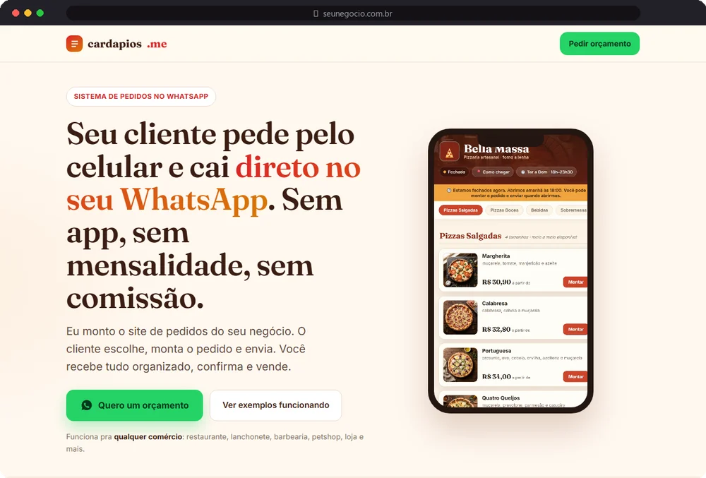 Modelo de site de portfólio pronto pra vender o serviço