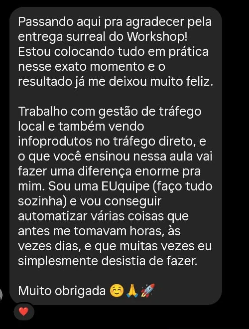 Depoimento de Waleria sobre o workshop